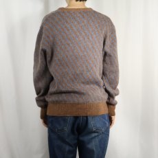 画像3: 90's umberto severi ITALY製 総柄 Vネック ウールニットセーター (3)