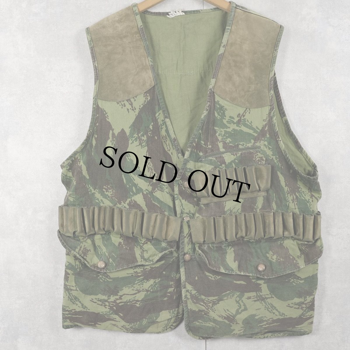 画像1: 70〜80's リザードカモ柄 ハンティングベスト (1)