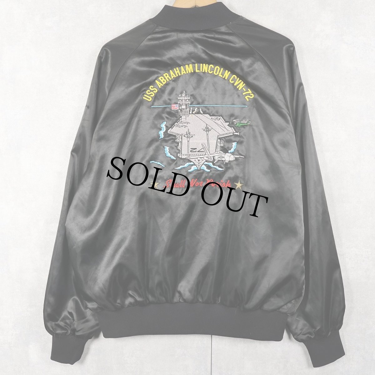 画像1: 80's USA製 "USS ABRAHAM LINCOLN CVN-72" スーベニアジャケット BLACK L (1)
