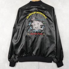 画像1: 80's USA製 "USS ABRAHAM LINCOLN CVN-72" スーベニアジャケット BLACK L (1)