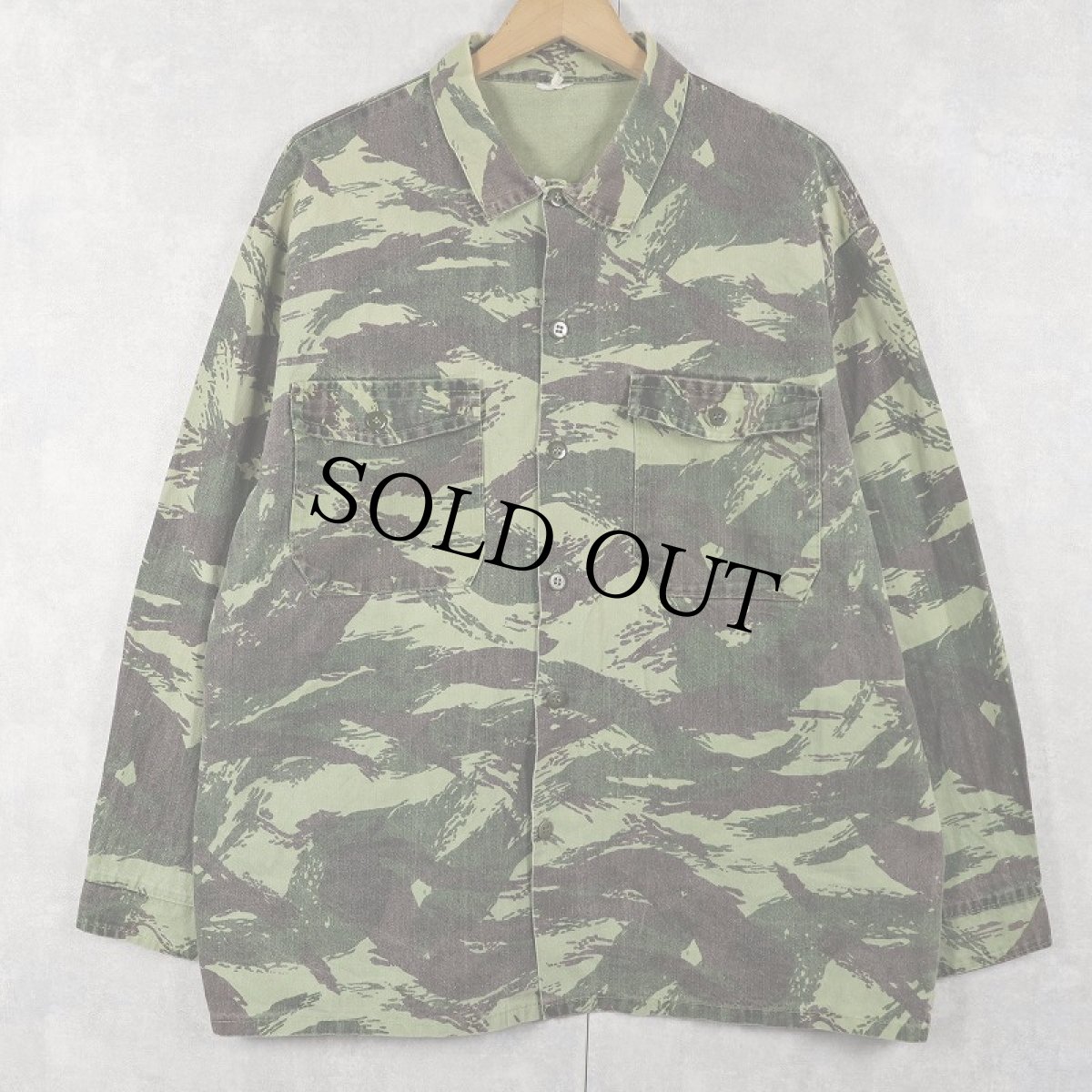 画像1: 60〜70's 民間品 リザードカモ柄 コットンシャツ (1)
