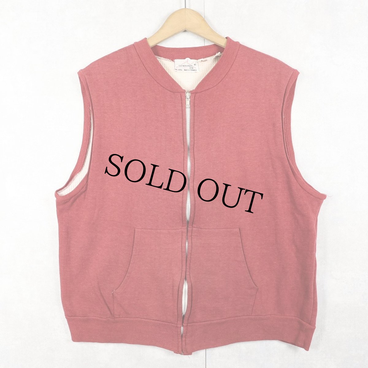 画像1: 80's GENERATION ONE 裏サーマル 無地 スウェットジップベスト L (1)
