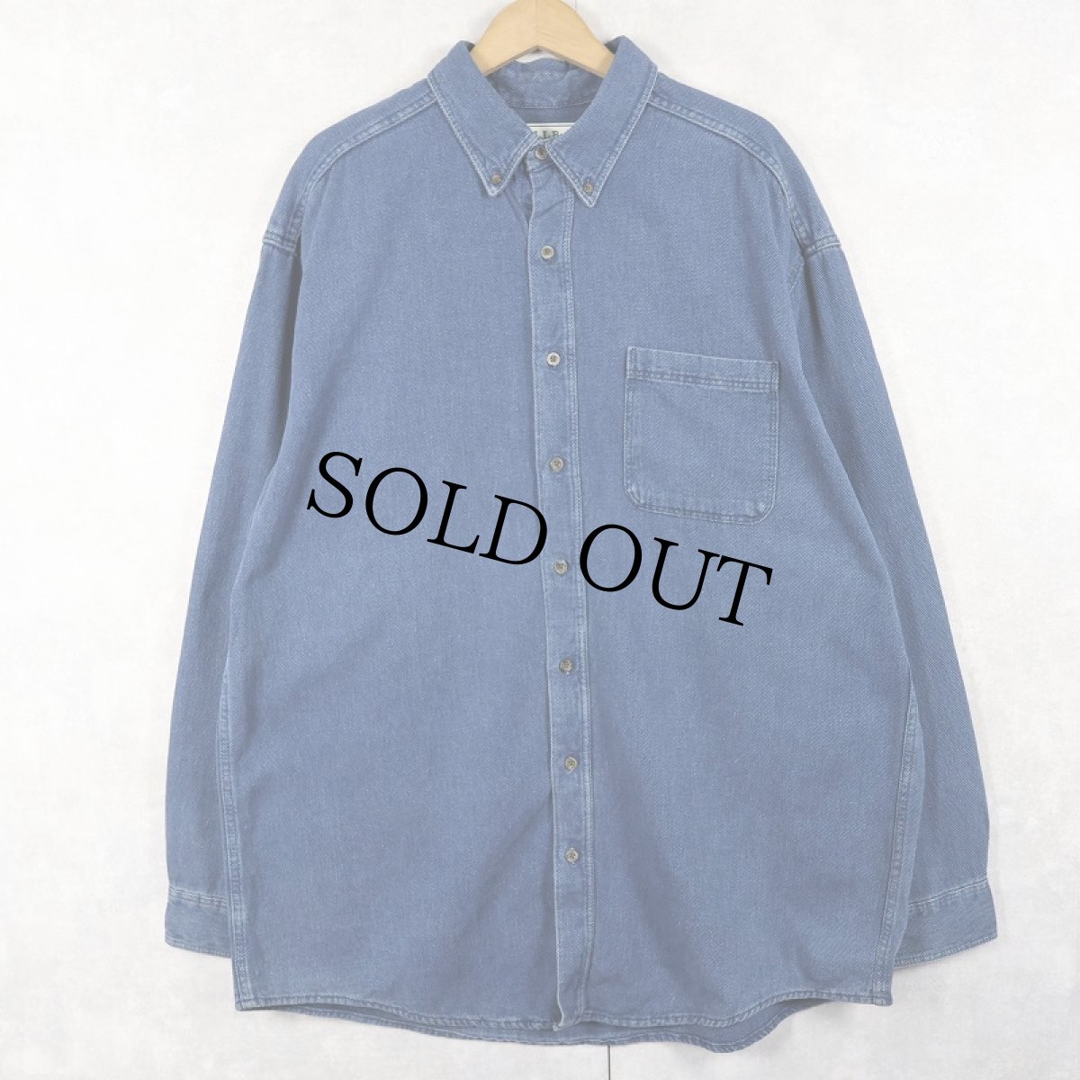 画像1: 80〜90's L.L.Bean USA製 刺子織り インディゴコットンボタンダウンシャツ XL (1)