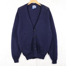 画像1: 70's PENDLETON USA製 ウールニットカーディガン NAVY M (1)
