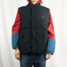 画像2: POLO Ralph Lauren 中綿入り スウェットベスト BLACK L (2)