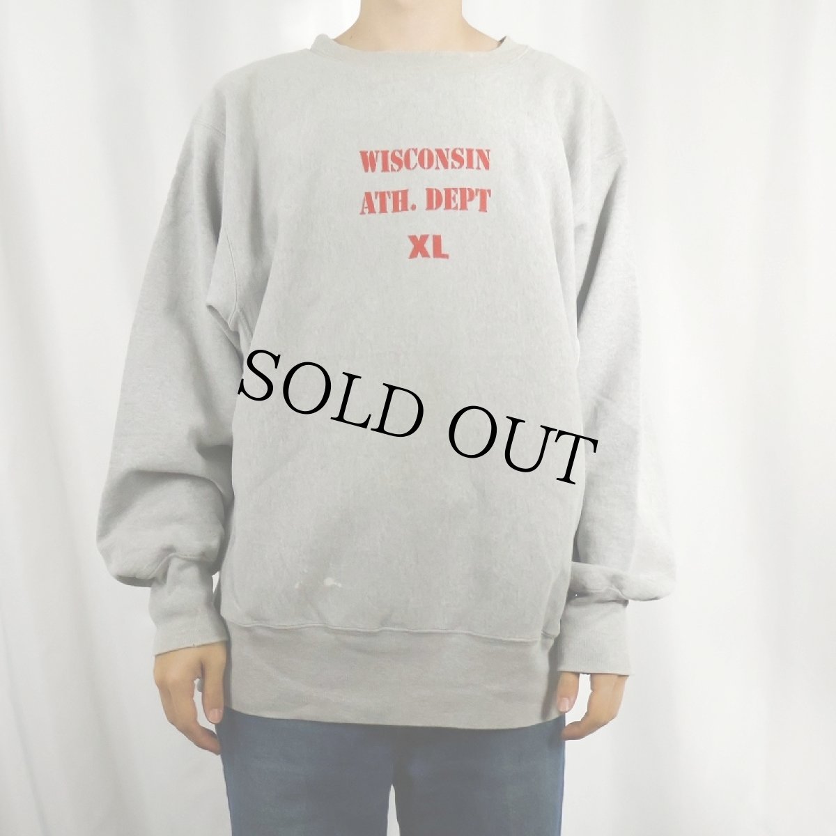 画像2: 90's Champion REVERSE WEAVE USA製 "WISCONSIN ATH. DEPT" プリントスウェット XL (2)