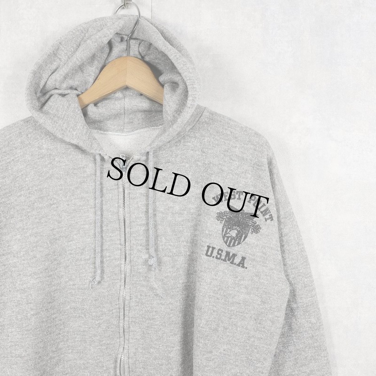 画像1: 70〜80's ARTEX USA製 "WEST POINT U.S.M.A." プリントスウェットジップパーカー XL (1)