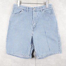 画像2: 〜90's USA製 ストライプ柄 デニムショーツ W30 (2)