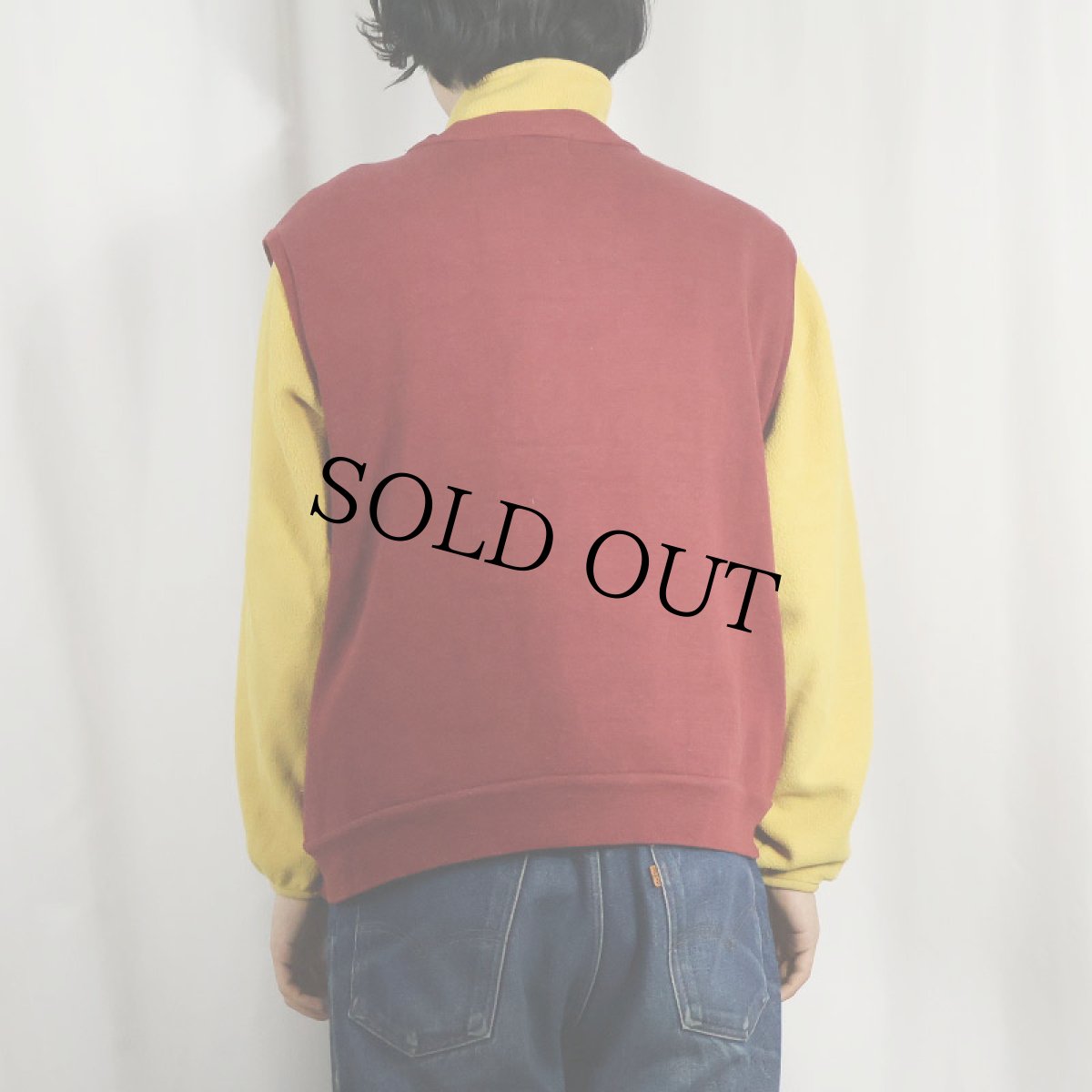 画像3: 80's GENERATION ONE 裏サーマル 無地 スウェットジップベスト L (3)