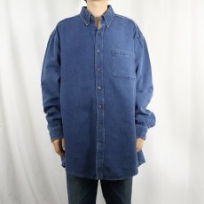 画像2: 80〜90's L.L.Bean USA製 刺子織り インディゴコットンボタンダウンシャツ XL (2)