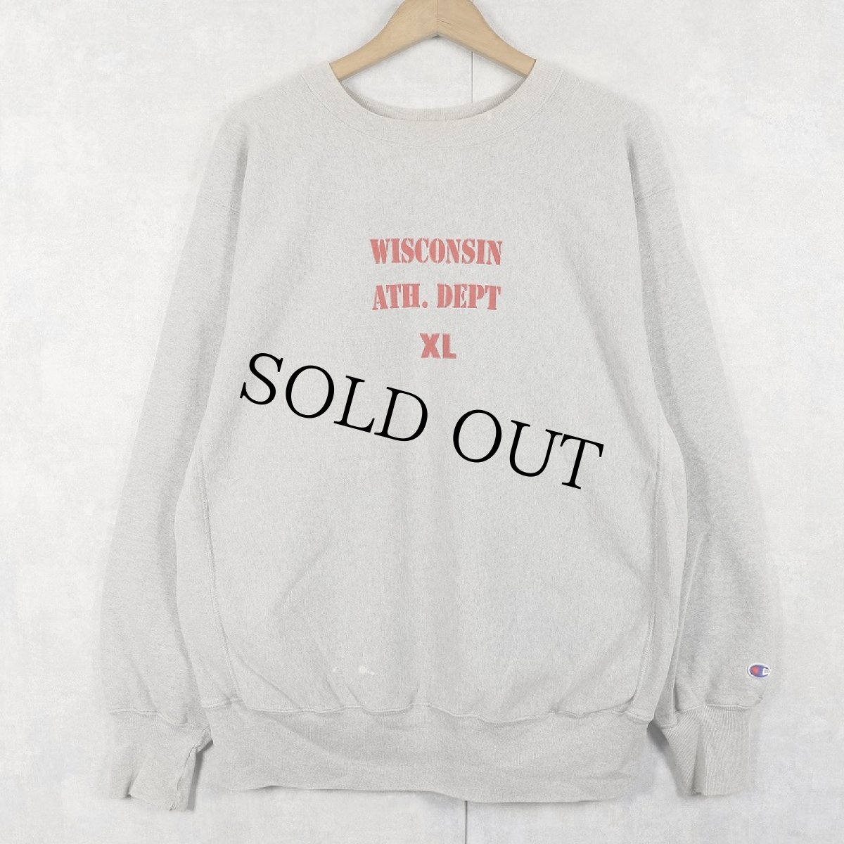 画像1: 90's Champion REVERSE WEAVE USA製 "WISCONSIN ATH. DEPT" プリントスウェット XL (1)