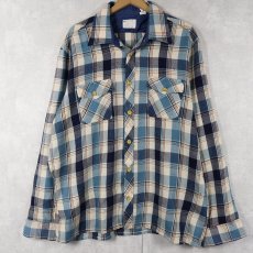 画像1: 70〜80's Sears チェック柄 ライトネルシャツ XL (1)