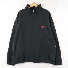 画像1: 90's POLO SPORT Ralph Lauren ロゴ刺繍 ハーフジップ フリースジャケット BLACK XXL (1)