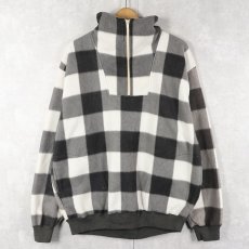 画像1: 90's TRADER BAY バッファローチェック柄 ハーフジップ フリースジャケット L (1)