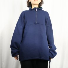 画像2: 90's RUSSELL ATHLETIC USA製 無地 ハーフジップスウェット NAVY L (2)