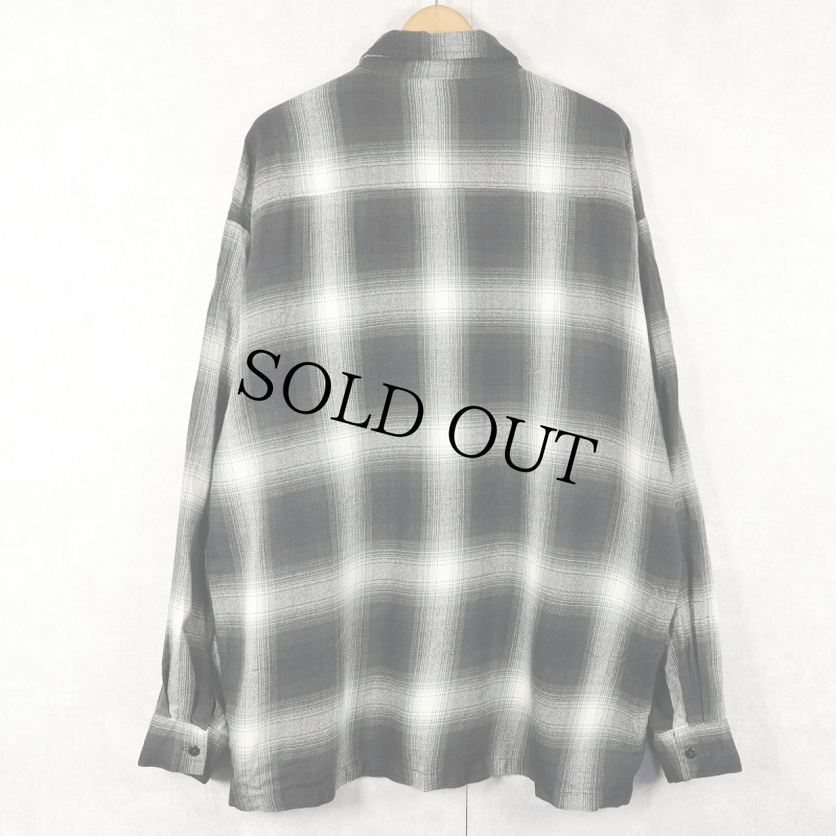 画像2: Caltop USA製 オンブレーチェック柄 ポリエステルシャツ BLACK 2XL (2)