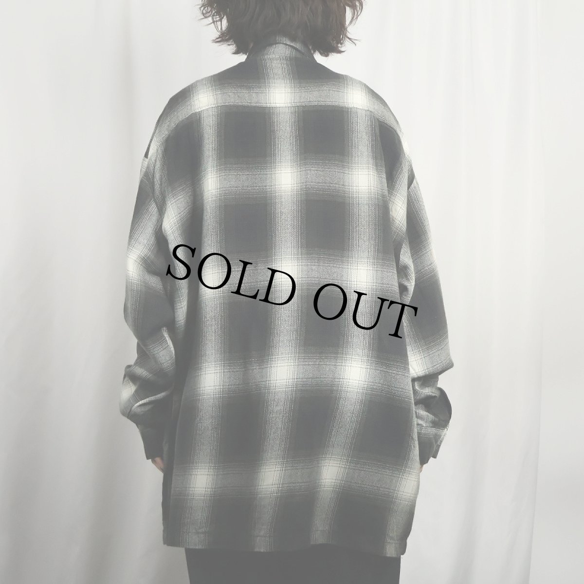 画像4: Caltop USA製 オンブレーチェック柄 ポリエステルシャツ BLACK 2XL (4)