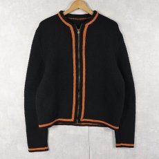 画像1: 50〜60's ラインデザイン ニットジップジャケット BLACK (1)