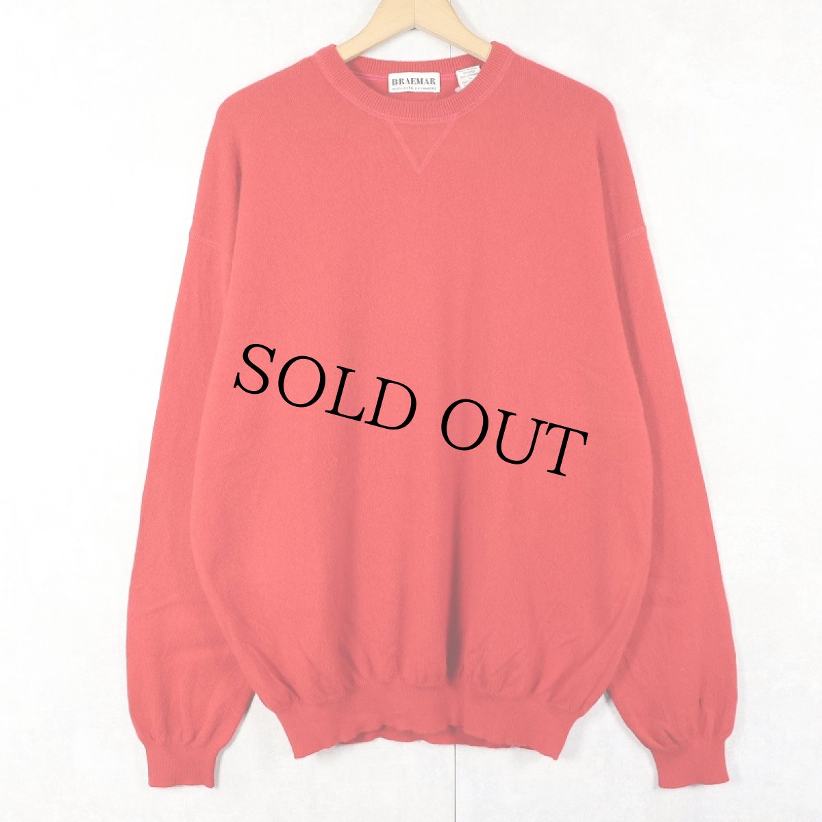 画像1: BRAEMAR 前V カシミアニットセーター XL (1)