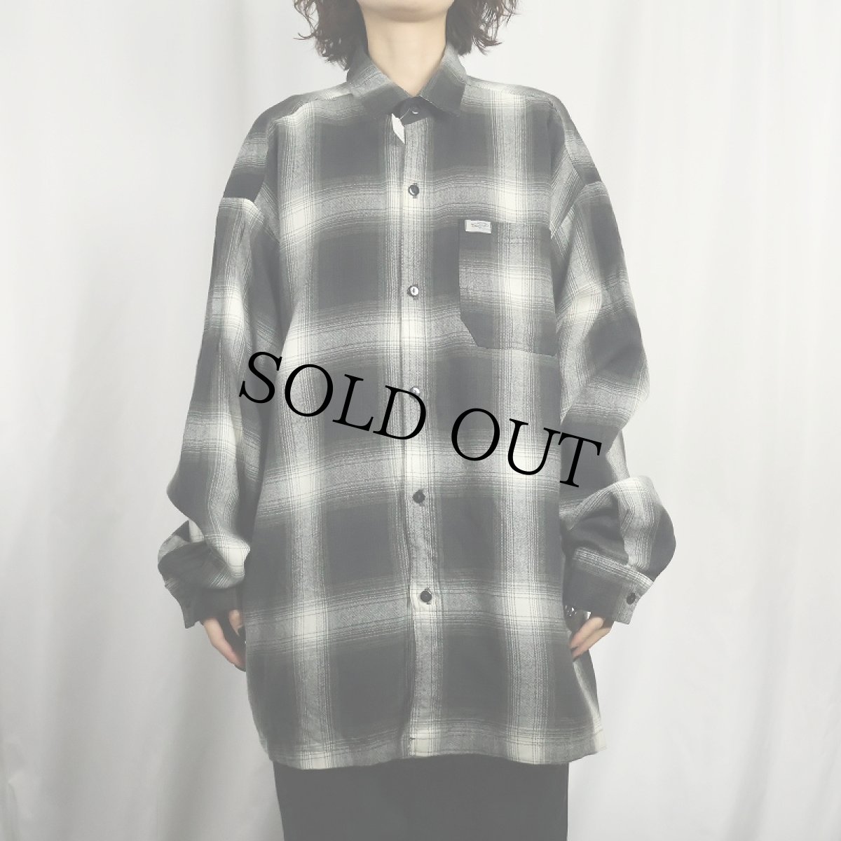 画像3: Caltop USA製 オンブレーチェック柄 ポリエステルシャツ BLACK 2XL (3)