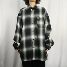 画像3: Caltop USA製 オンブレーチェック柄 ポリエステルシャツ BLACK 2XL (3)