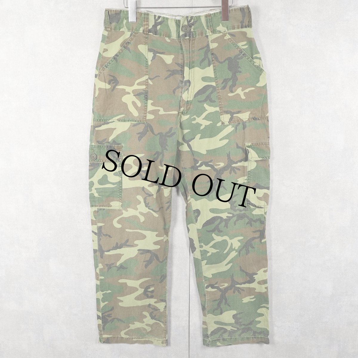 画像1: 70〜80's American Field ウッドランドカモ柄 コットンカーゴパンツ W33 (1)