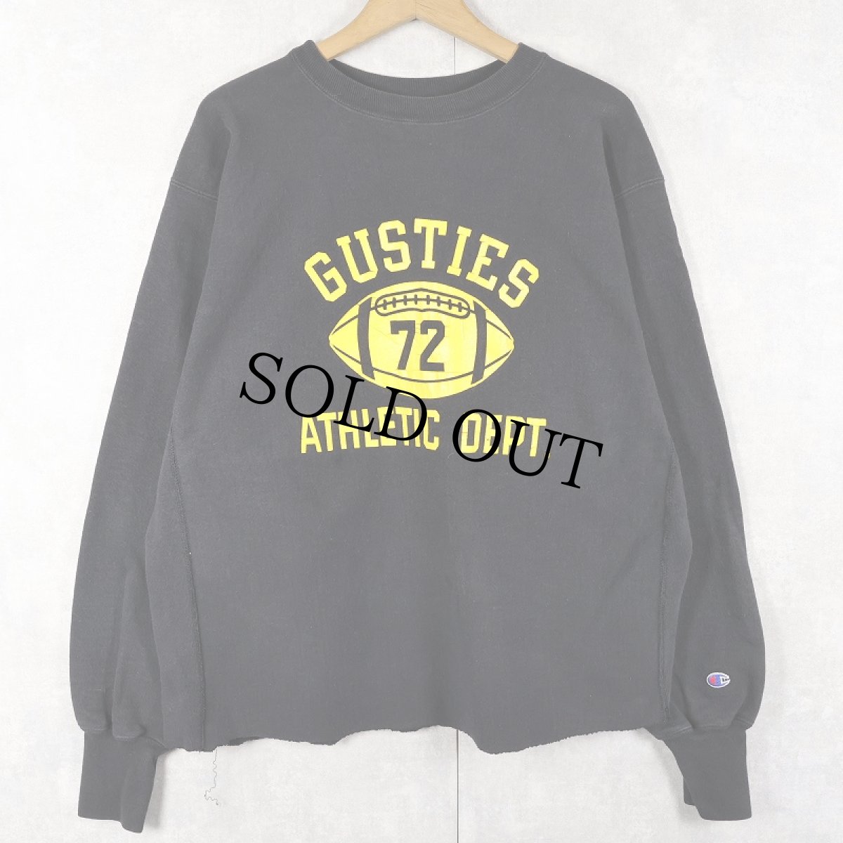 画像1: 90's Champion REVERSE WEAVE USA製 "GUSTTIES" カットオフ プリントスウェット BLACK XXXL (1)