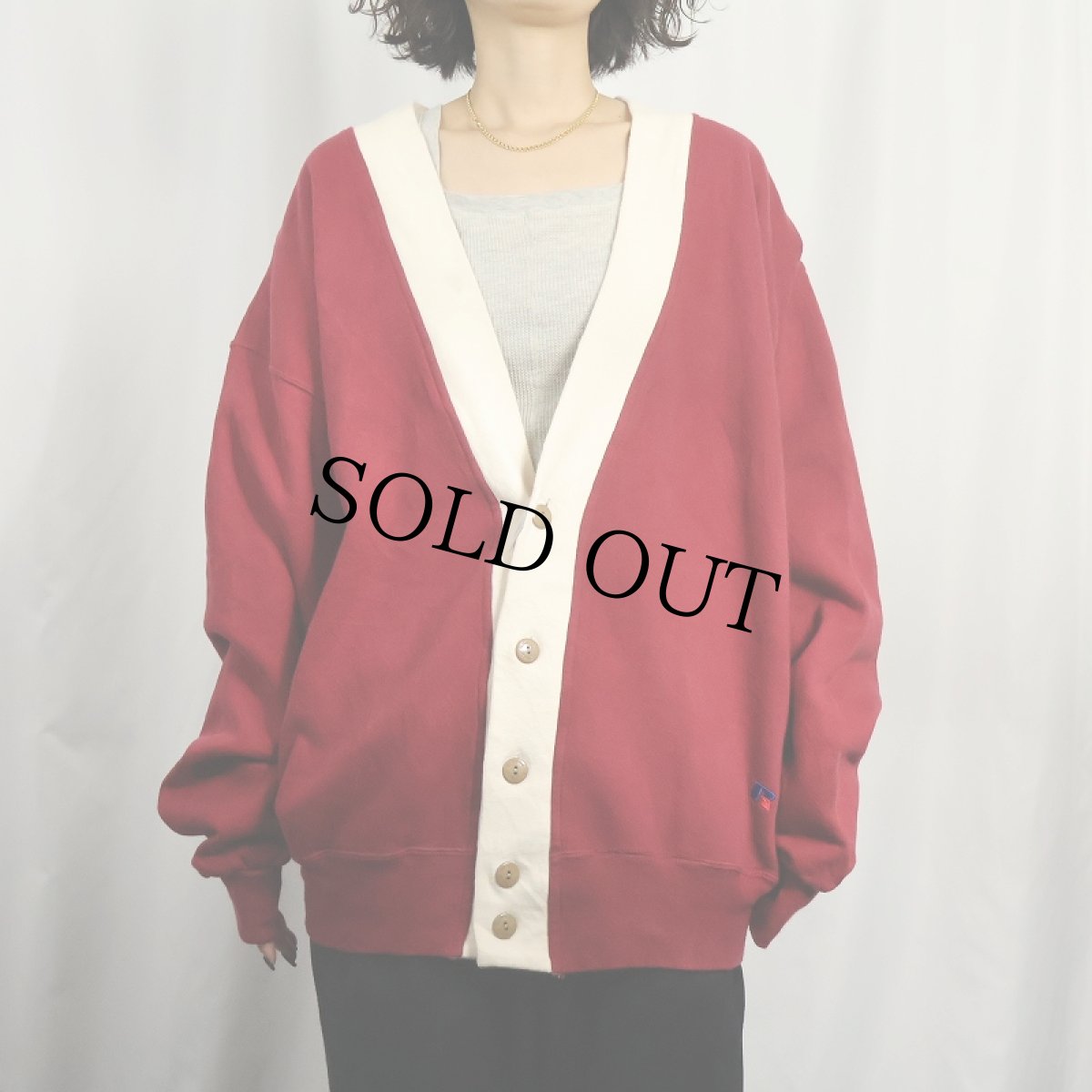 画像2: 90's RUSSELL ATHLETIC USA製 "HIGH COTTON" スウェットカーディガン L (2)