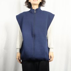 画像2: 90's RUSSELL ATHLETIC USA製 スウェットジップベスト NAVY XL (2)