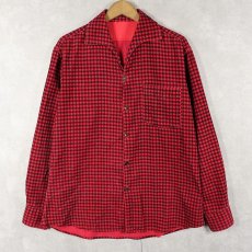 画像1: 50's〜 チェック柄 イタリアンカラー コーデュロイシャツ  (1)