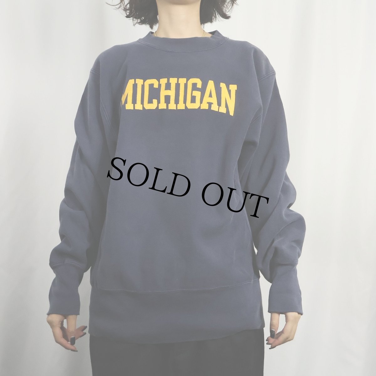 画像2: 80's Champion REVERSE WEAVE USA製 "MICHIGAN" プリントスウェット NAVY M (2)