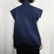 画像3: 90's RUSSELL ATHLETIC USA製 スウェットジップベスト NAVY XL (3)