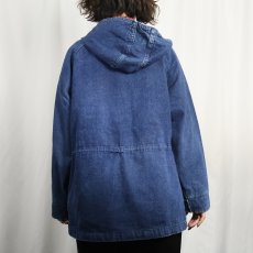 画像3: 80〜90's L.L.Bean チェック柄ライナー デニムフードコート (3)