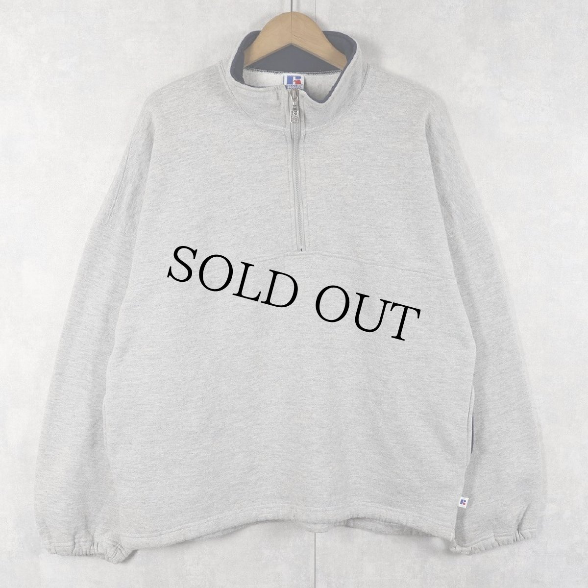 画像1: 90's RUSSELL ATHLETIC USA製 無地 ハーフジップスウェット L (1)