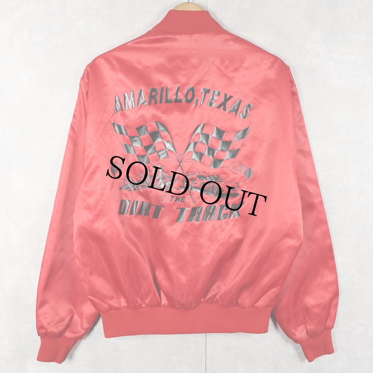 画像1: 80's Swingster USA製 "DIRT TRACK" チェーン刺繍 ナイロンレーシングジャケット L (1)