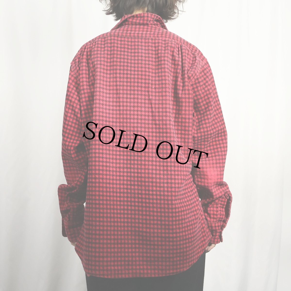 画像3: 50's〜 チェック柄 イタリアンカラー プリントコーデュロイシャツ  (3)