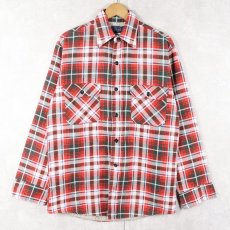 画像1: 70's Sears チェック柄 キルティングライナー プリントネルシャツ M (1)