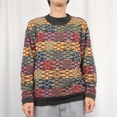 画像2: Bellagioseta ITALY製 立体柄編み ニットセーター S (2)