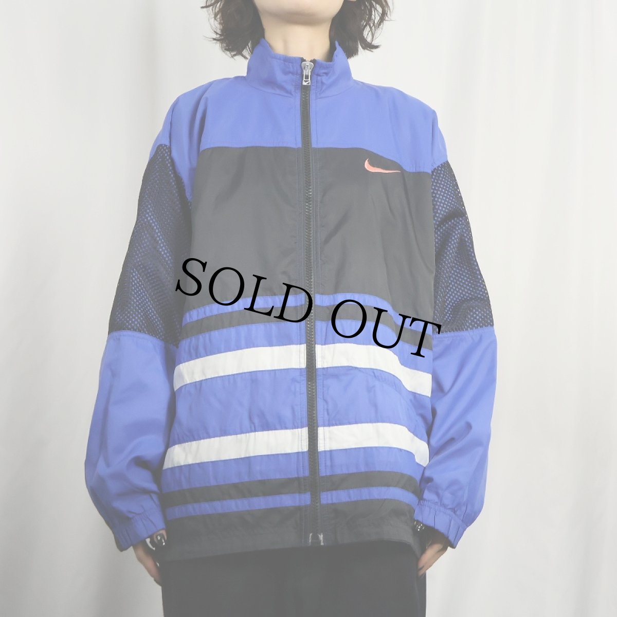 画像3: 2000's NIKE ロゴ刺繍 切り替えデザイン ナイロンジップジャケット XL (3)