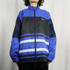 画像3: 2000's NIKE ロゴ刺繍 切り替えデザイン ナイロンジップジャケット XL (3)