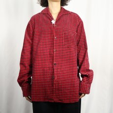 画像2: 50's〜 チェック柄 イタリアンカラー コーデュロイシャツ  (2)