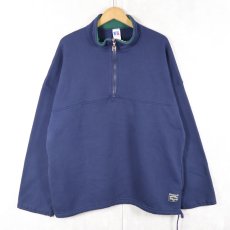 画像1: 90's RUSSELL ATHLETIC USA製 無地 ハーフジップスウェット NAVY L (1)