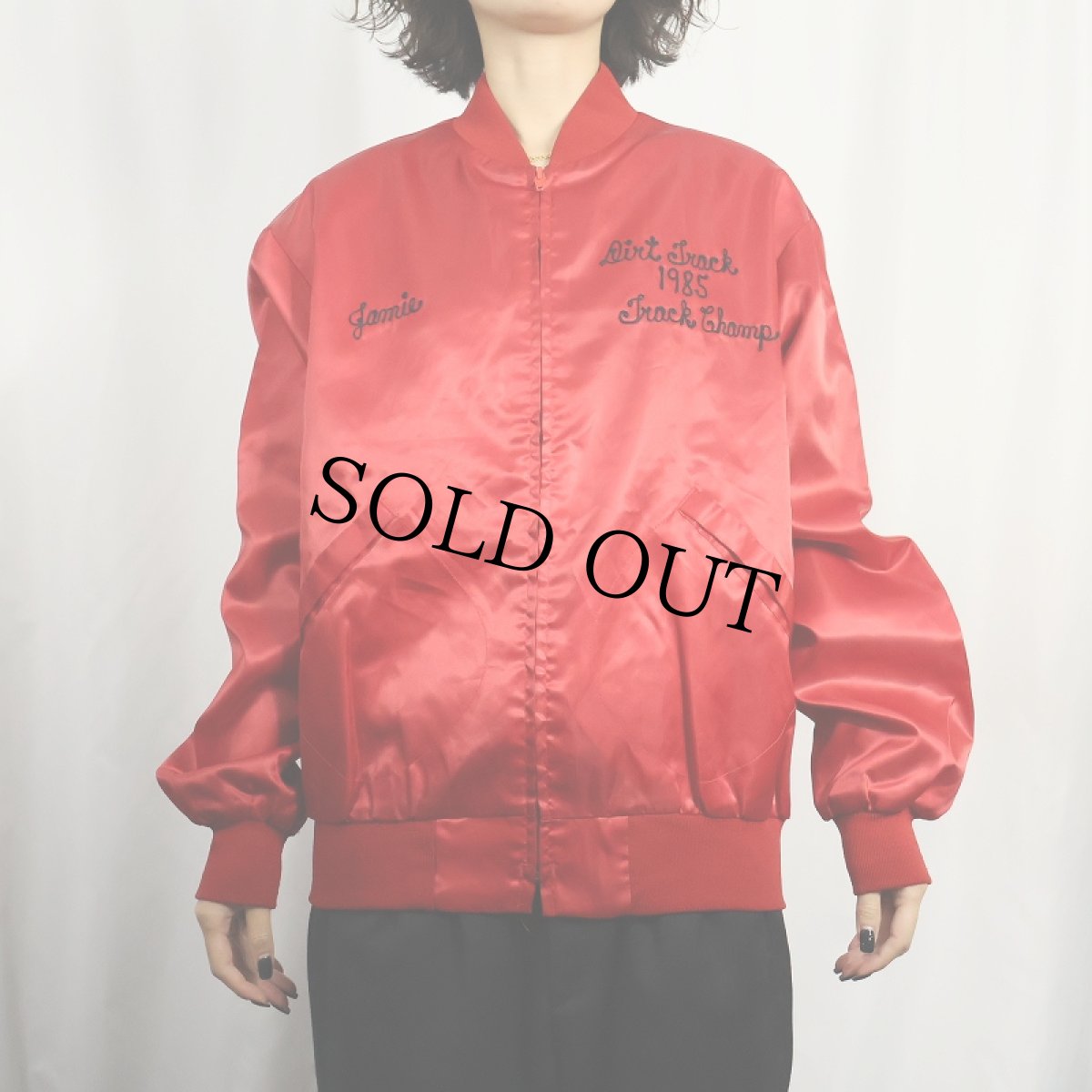 画像3: 80's Swingster USA製 "DIRT TRACK" チェーン刺繍 ナイロンレーシングジャケット L (3)