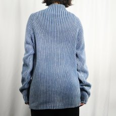 画像3: リブ編み インディゴコットン ニットジップジャケット  (3)