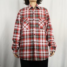 画像2: 70's Sears チェック柄 キルティングライナー プリントネルシャツ M (2)