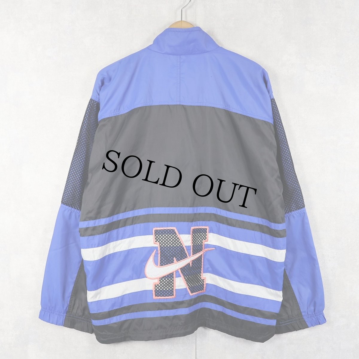 画像2: 2000's NIKE ロゴ刺繍 切り替えデザイン ナイロンジップジャケット XL (2)