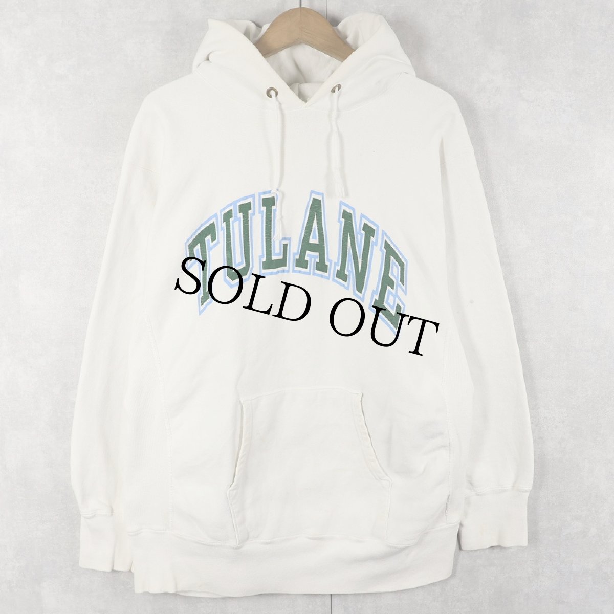 画像1: 80's Champion REVERSE WEAVE USA製 "TULANE" プリントスウェットフーディー XL (1)