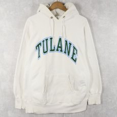 画像1: 80's Champion REVERSE WEAVE USA製 "TULANE" プリントスウェットフーディー XL (1)