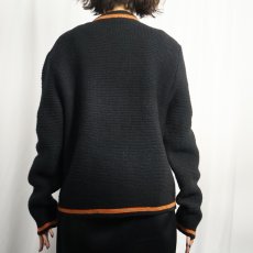 画像3: 50〜60's ラインデザイン ニットジップジャケット BLACK (3)