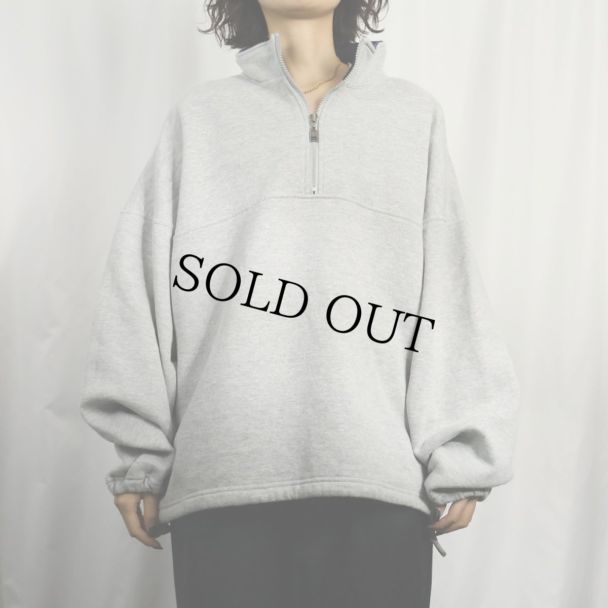 画像2: 90's RUSSELL ATHLETIC USA製 無地 ハーフジップスウェット L (2)